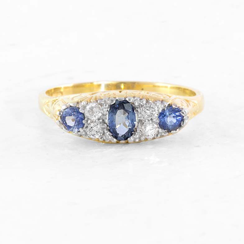 Oval Round Sapphire Diamond Multi Stone Ring GR063