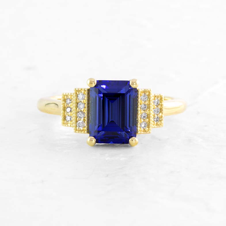 Emerald Cut Sapphire Diamond Multi Ring GR099